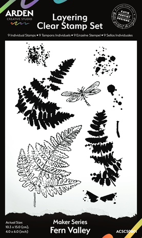 Arden Creative Studio - Maker Series 4x6 Inch Layering Clear Stamp Set - Fern Valley (9pcs)