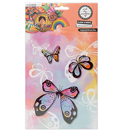 Studio Lights Stamps - Layered Butterflies Art By Marlene nr.779