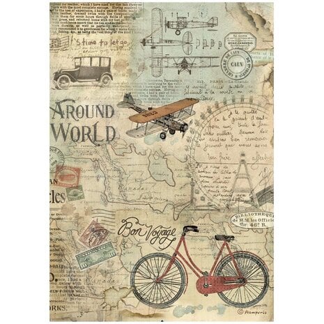 Stamperia - Around the World A4 Rice Paper Bicycle