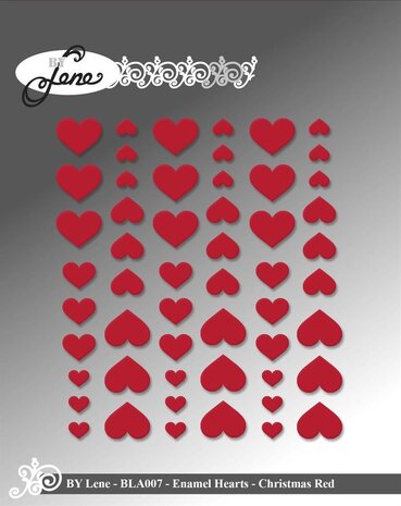 By Lene - Enamel Hearts Christmas Red (54pcs) 