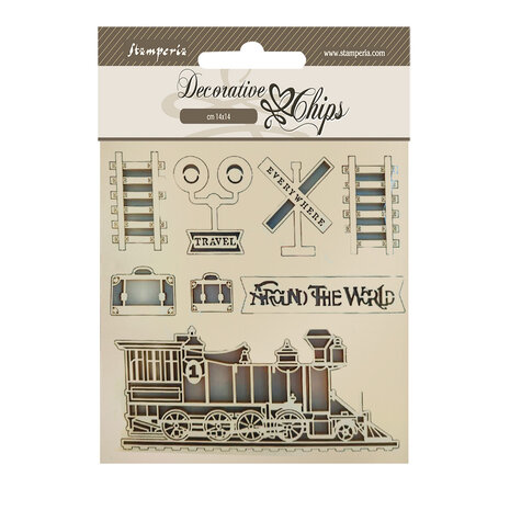 Stamperia - Around the World Decorative Chips Train