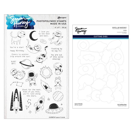 Spellbinders - Space Friends Stamp & Die Bundle by Simon Hurley