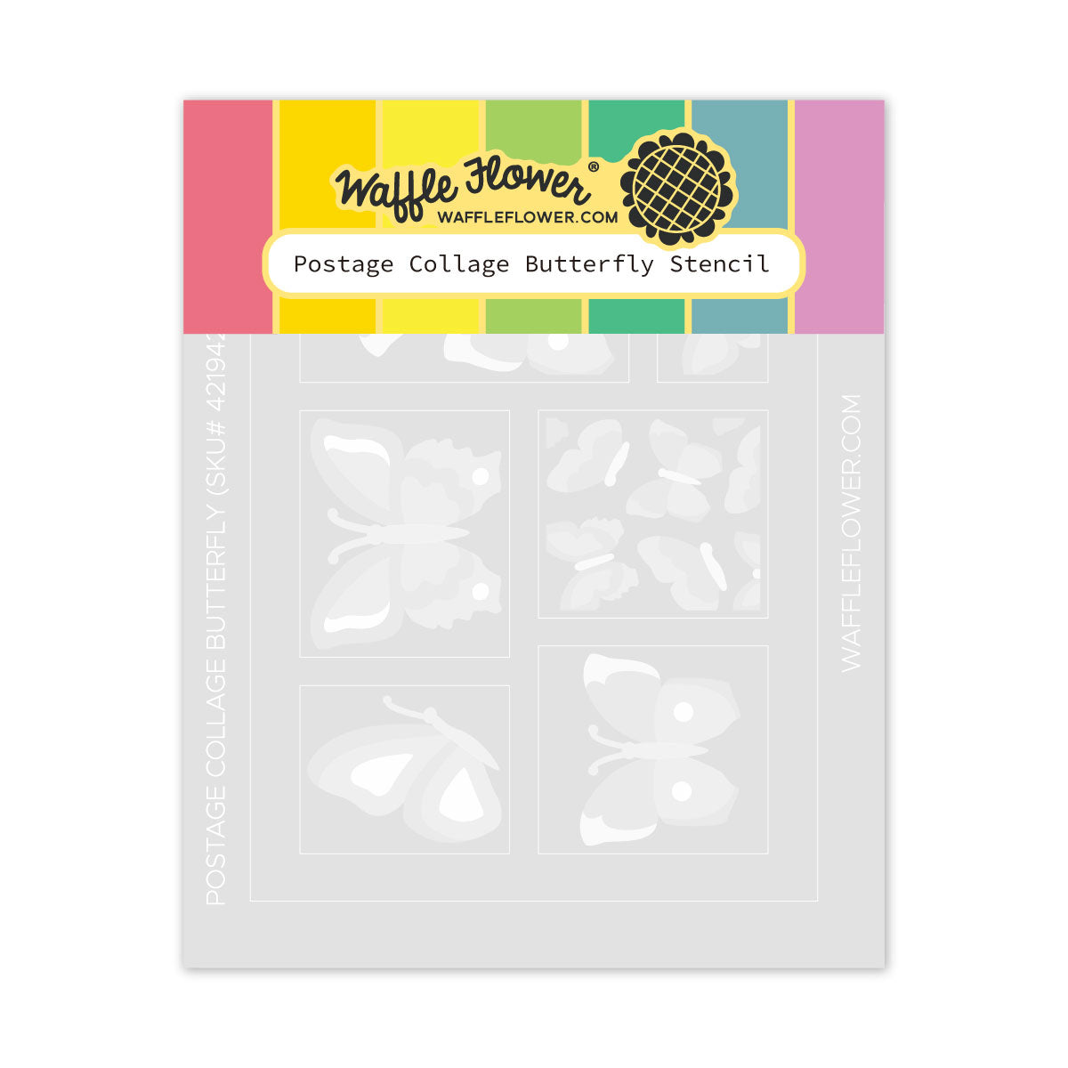 Waffle Flower Stencil -Postage Collage Butterfly Stencil