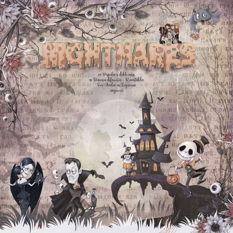 Pad 8x8" Bellaluna Crafts con 24 papeles doble cara Nightmares