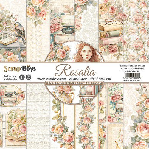 ScrapBoys Rosalia paperpad 12 vl+cut out elements 8x8"