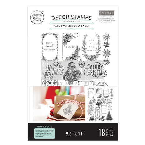 Re-Design with Prima - Santa's Helper Tags 8.5x11 Inch Decor Clear Stamps 