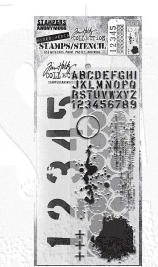 Tim Holtz Mixed-Media Stamps & Stencil Set THMM122: Numbered and Ringer