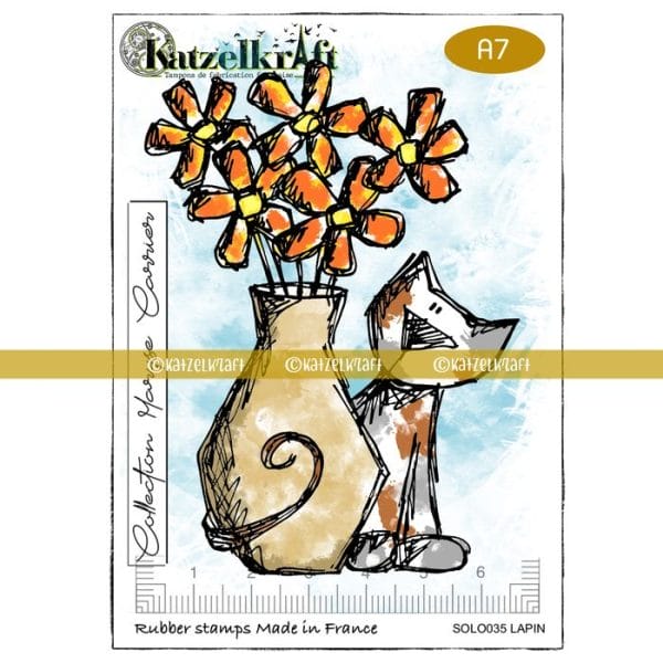 Katzelkraft -  Katze Vase - Stempel Kollektion Maryse Carrier - A7