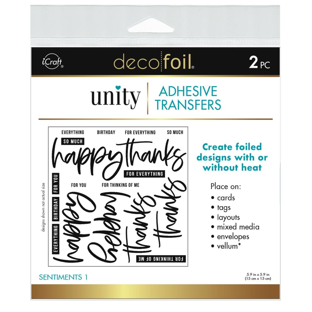 Deco Foil Adhesive Transfer Sheets by Gina K 5.9" x 5.9" - Sentiments 1 