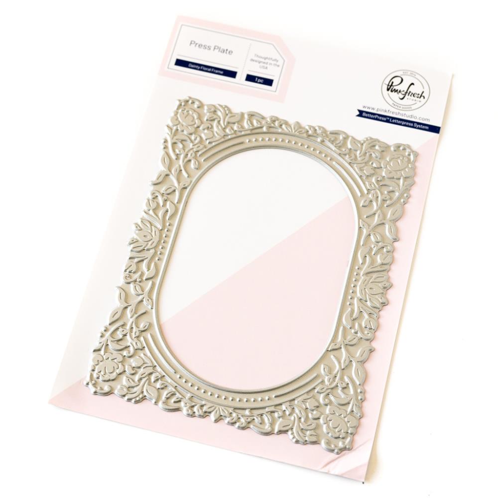 Pinkfresh Studio Press Plate -  Dainty Floral Frame 