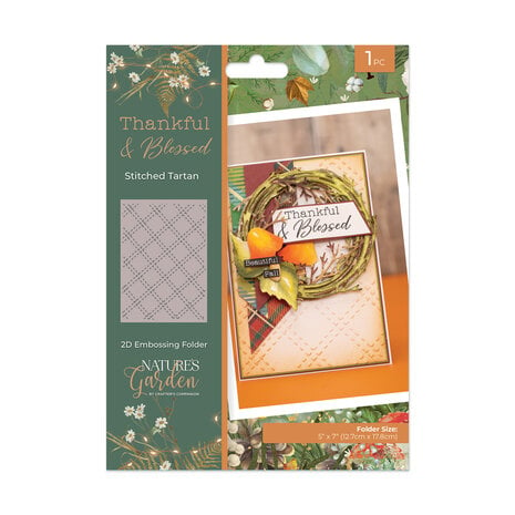 Crafters Companion - Thankful & Blessed 2D Embossing Folder Stitched Tartan