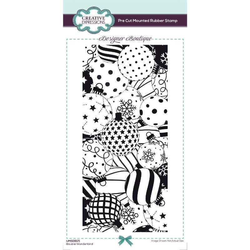 Creative Expressions Designer Boutique Bauble Wonderland 4 in x 8 in Pre Cut Stamp