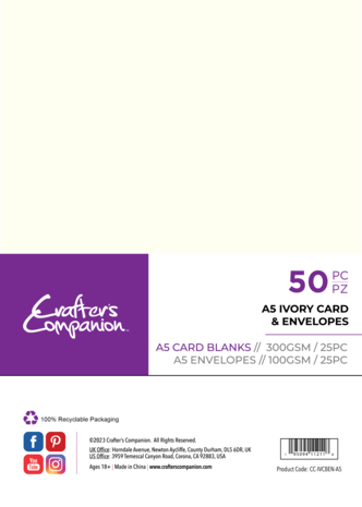Crafter Companion - Card & Envelopes A5 Ivory (50pcs)