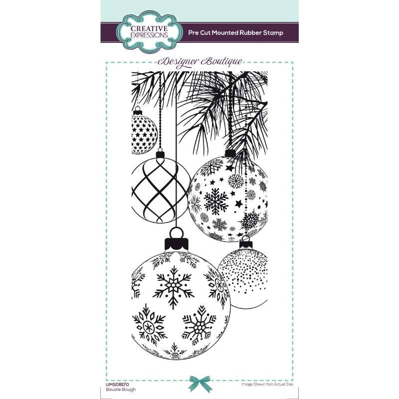 Creative Expressions Designer Boutique Bauble Bough 4 in x 8 in Pre Cut Stamp