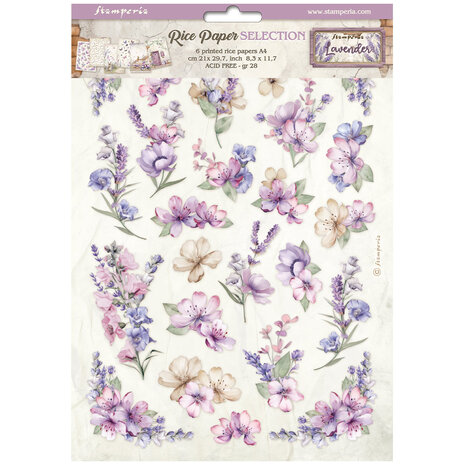 Stamperia - Lavender A4 Rice Paper Selection (6pcs) 