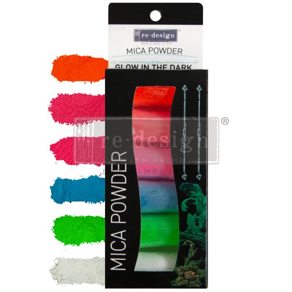 Re-Design with Prima - Decor Pigment Powder Set – Glow In The Dark – 6 colors x 5g each