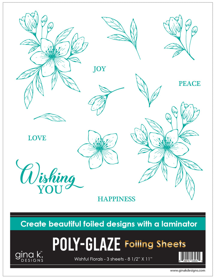 Gina K Designs - POLY-GLAZE Foiling Sheets- Wishful Florals