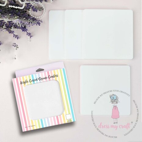 Dress My Craft - Acrylic Curved Square Coasters (4pcs)