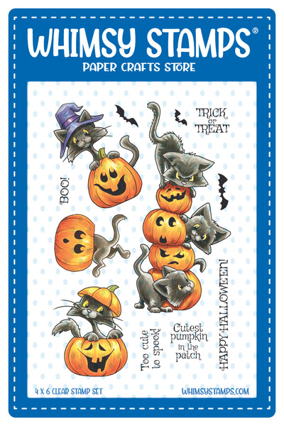 Whimsy Stamps - Cat-O-Lanterns Clear Stamps