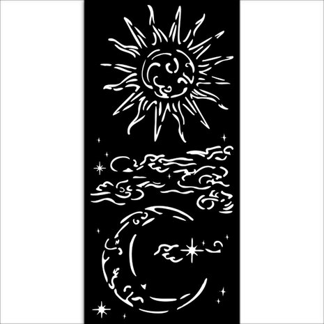 Stamperia - Masquerade Thick Stencil 12x25cm Sun And Moon