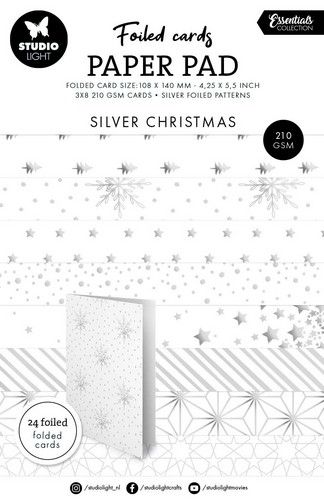 Studio Light Foiled Cards Silver patterns Essentials nr.224