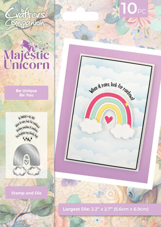 Crafters Companion - Majestic Unicorn Stamp & Die Be Unique Be You