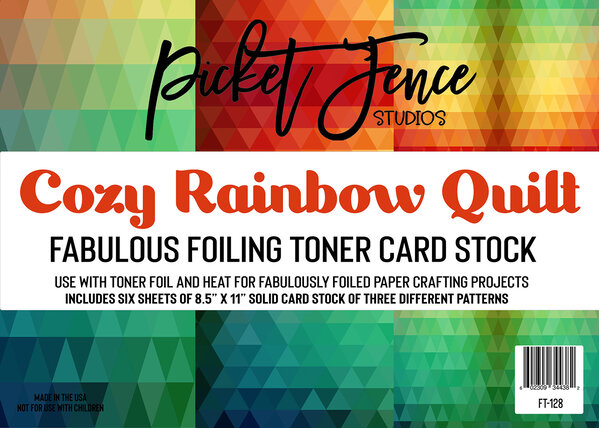 Picket Fence Studios - Fabulous Foiling Toner Card Stock Cozy Rainbow Quilt (6pcs)