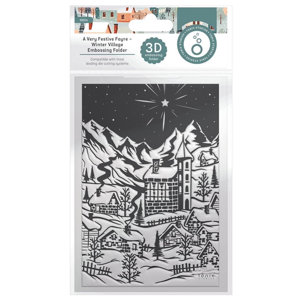 Tonic Studios -  3D Embossing Folder Cutesy Stars - A Very Festive Fayre Winter Village