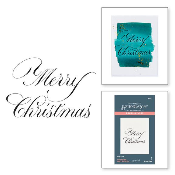 Spellbinders - Betterpress - Copperplate Merry Christmas Press Plate