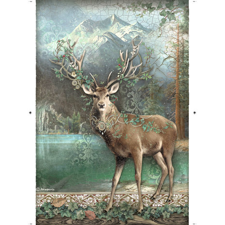 stamperia-magic-forest-a4-rice-paper-packed-deer-6