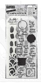 Tim Holtz Mixed-Media Stamps & Stencil Set THMM184: Note Quotes