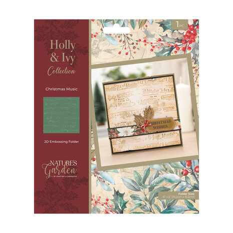 CC - Holly & Ivy 2D Embossing Folder Christmas Music