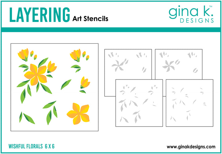 Gina K Designs - STENCIL- Wishful Florals Layering Stencil