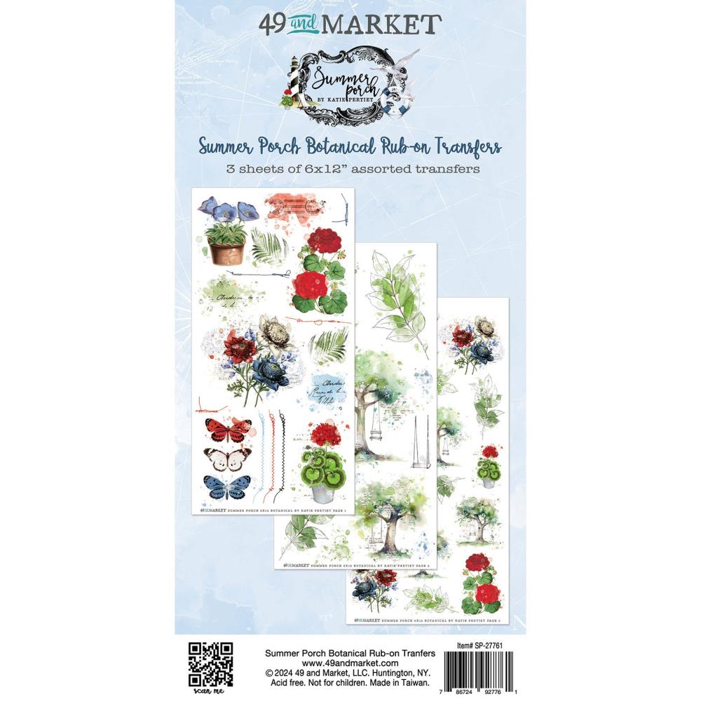 49 And Market - Summer Porch Rub-on Transfer Set Botanical