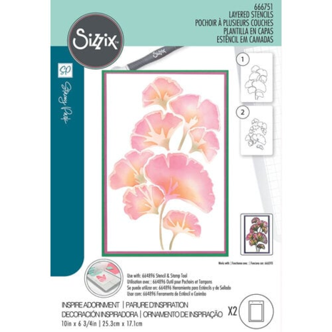 Sizzix • Stencil by Stacey Park Cosmopolitan, Inspire Adornment (2pcs)