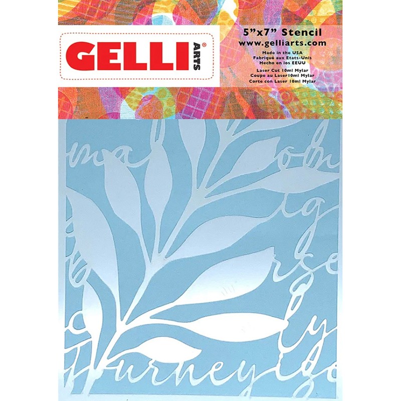  Gelli Arts Leaves Script Stencil 