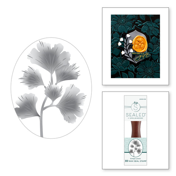 Spellbinders - Gingko Leaves 3D Wax Seal Stamp from the Woodland Tales Collection