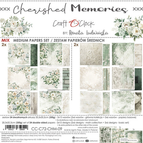 Craft O'Clock - Cherished Memories 8x8 Inch Medium Papers Set