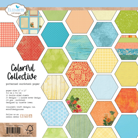 Elizabeth Craft Designs - Sunny Days 12x12 Inch Patterned Cardstock Paper Colorful Collective