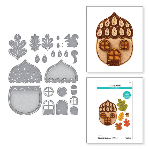 Spellbinders - Felt Autumn Acorn House Etched Dies from the Felt Stitch & Create Collection by Nicole Spohr