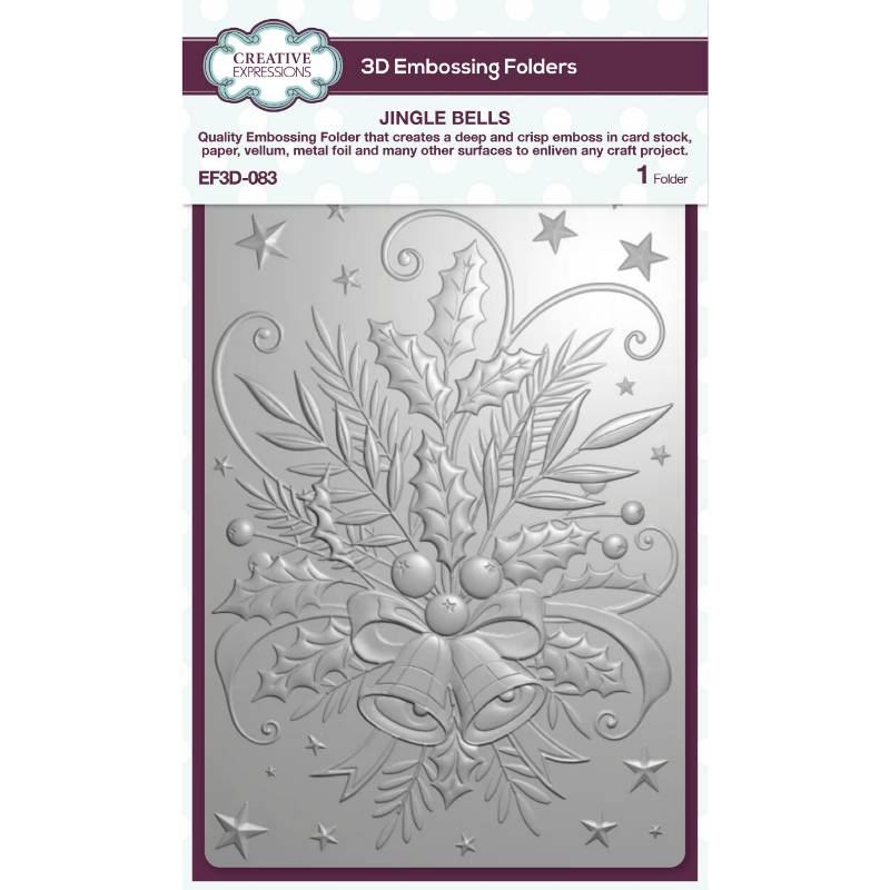 Creative Expressions Jingle Bells 5 in x 7 in 3D Embossing Folder