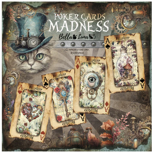 Pad 12x12" Bellaluna Crafts with 12 papers double-sided Madness Poker Cards