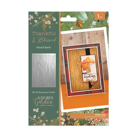 Crafters Companion - Thankful & Blessed 3D Embossing Folder Wood Bark 