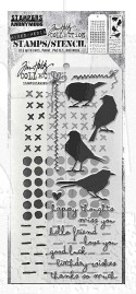 Tim Holtz Mixed-Media Stamps & Stencil Set THMM182: Silhouette Birds