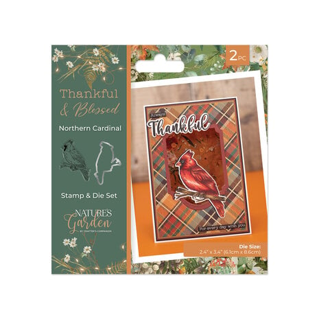 Crafters Companion - Thankful & Blessed Stamp & Die Northern Cardinal 