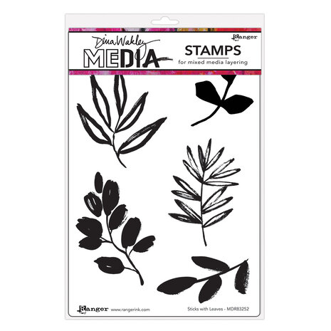 Ranger - Dina Wakley MEdia Cling Stamps Sticks with Leaves