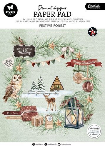 Studio Light Die-cut Designer PP Festive Forest Ess. nr.219