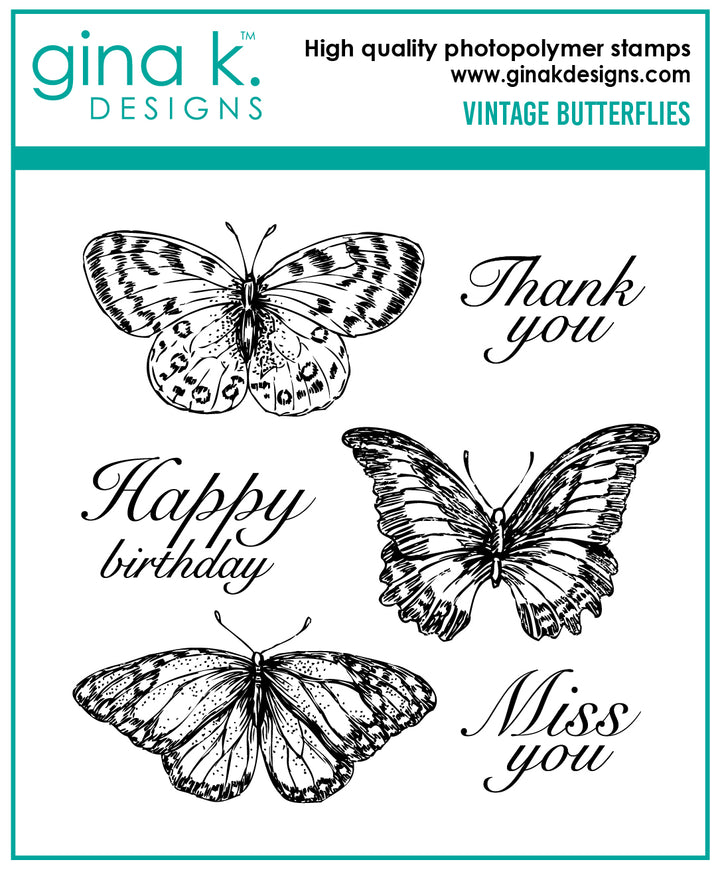 Gina K Designs - STAMPS- Vintage Butterflies