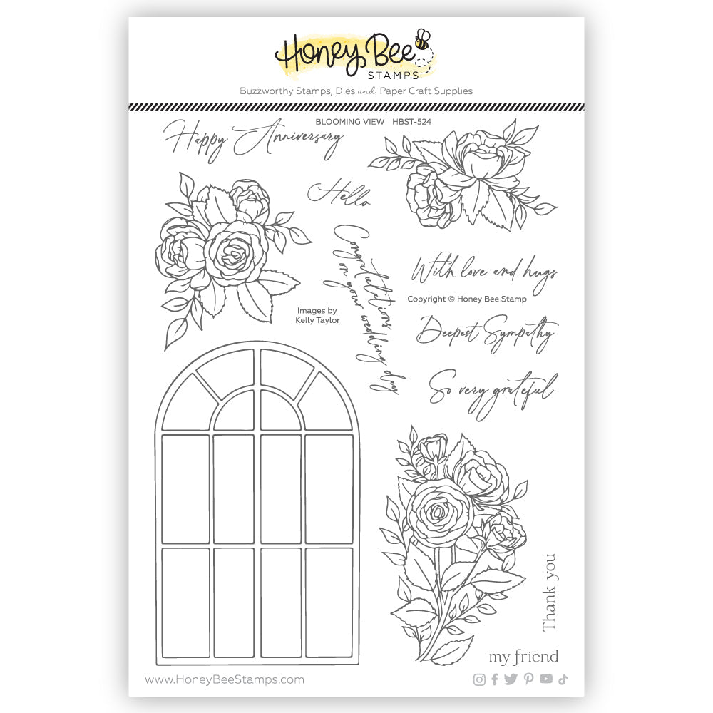 Honey Bee -  Blooming View 6x8 Stamp Set