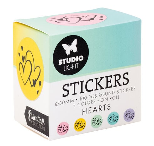 Studio Light Hearts ø30mm Round Stickers on Roll (100pcs) 